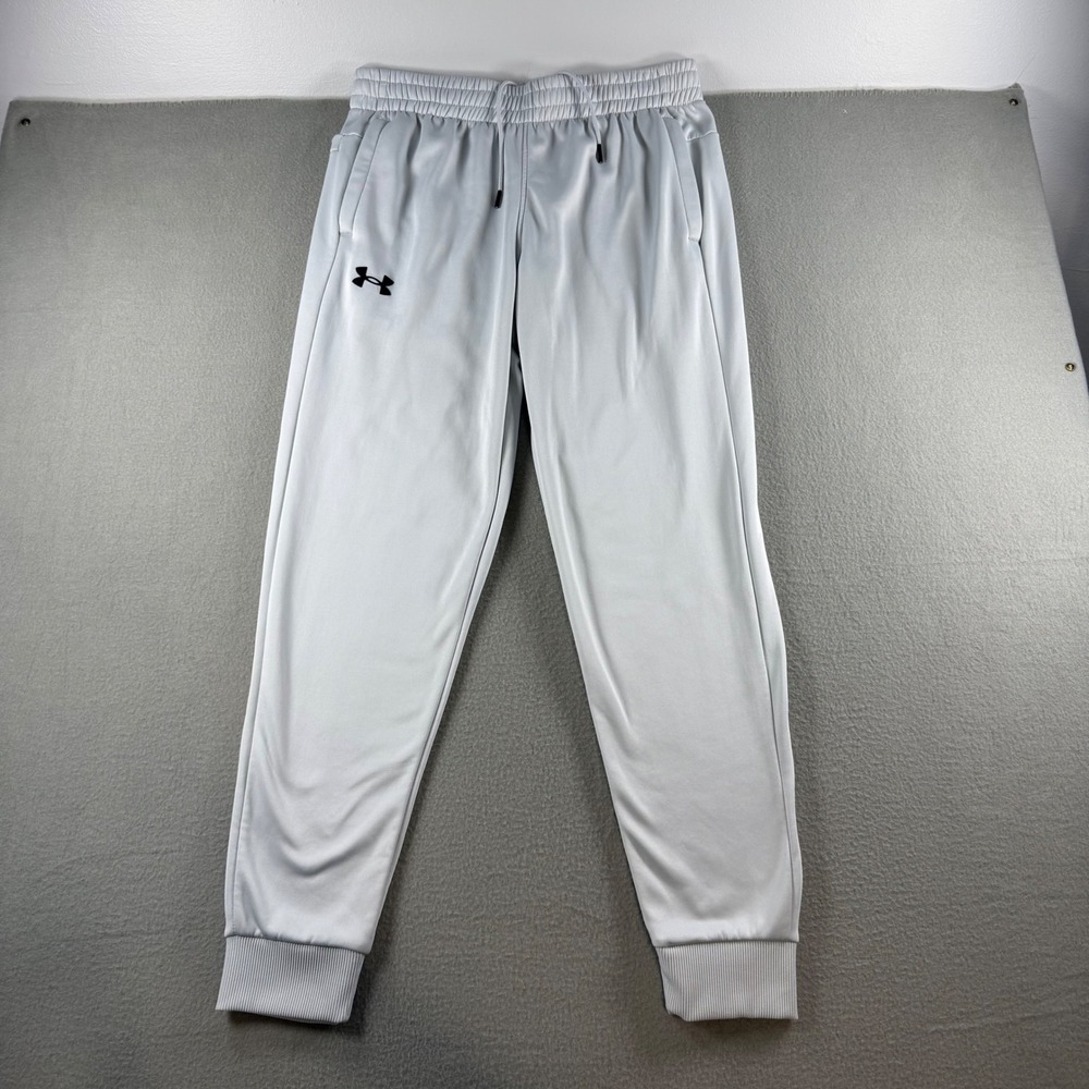 Under Armour Mens Size Large Fleece Joggers Off White Sweatpants Drawstring